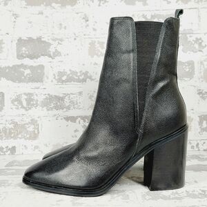 NEW Marc Fisher LTD Kristie Black Leather Elastic Gore Ankle Boots H546